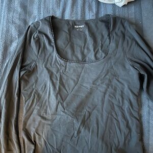 Old Navy Women's Grey Long-Sleeve Scoop Neck Top
